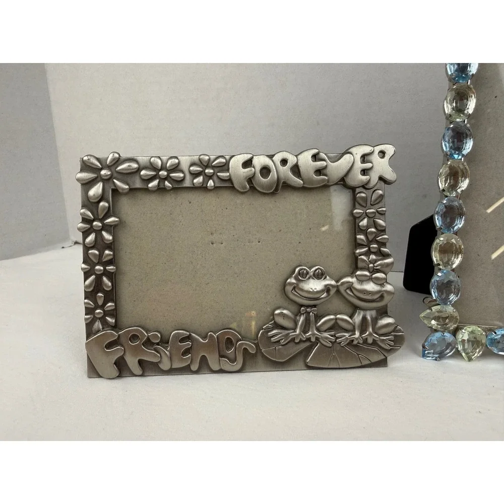 Lot of 3 Y2K Picture Frames Forever Friends‎ Frog Crystal Red Love Wood
